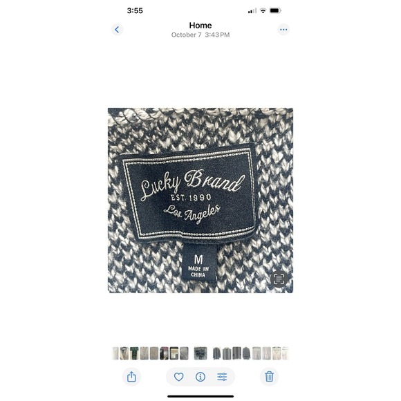 Lucky Brand Open Front Cardigan Sweater M Black/Cream Design Boho - Picture 5 of 5